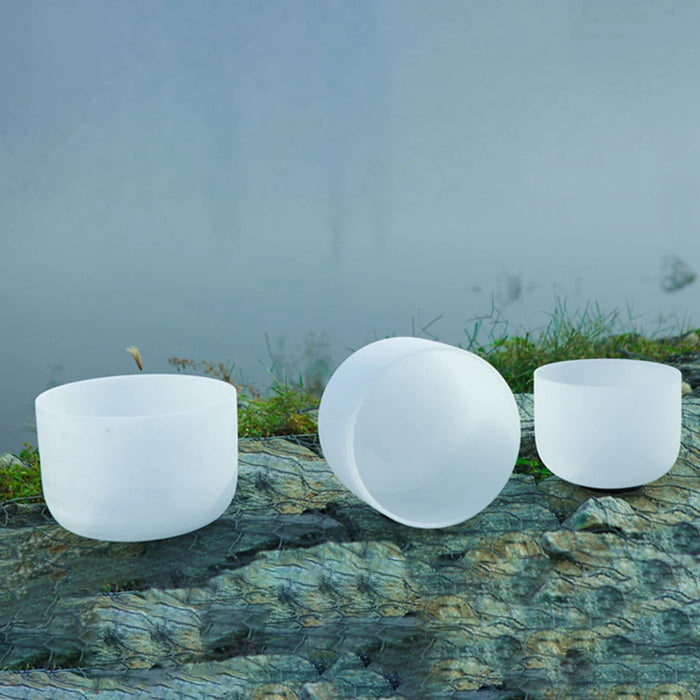 White Crystal Singing Bowl Set Of 3pcs 6’b 8’ f 10 ’a