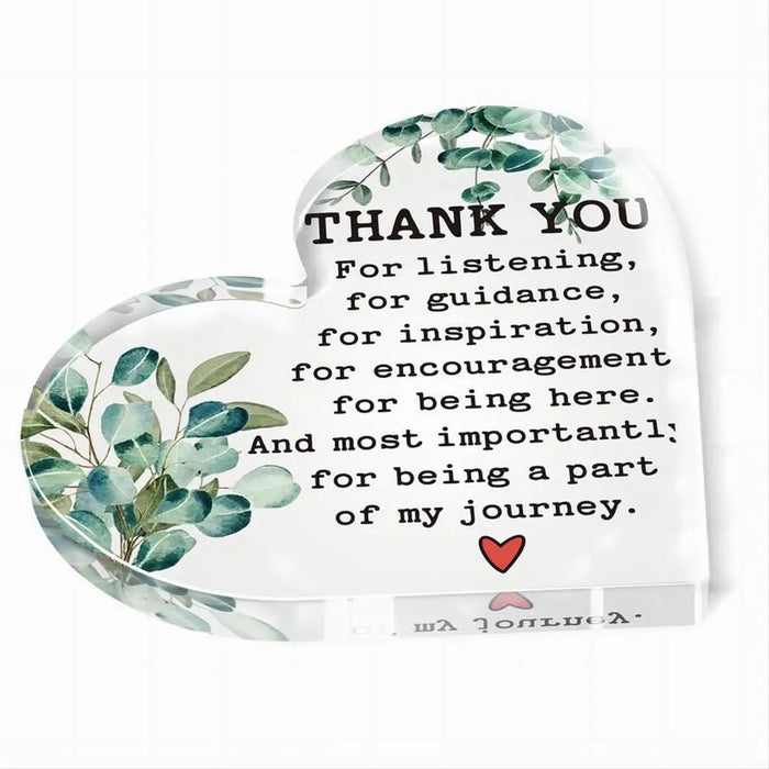 Heart Shaped Acrylic Desk Decor Thank You Gift For Teachers & Friends