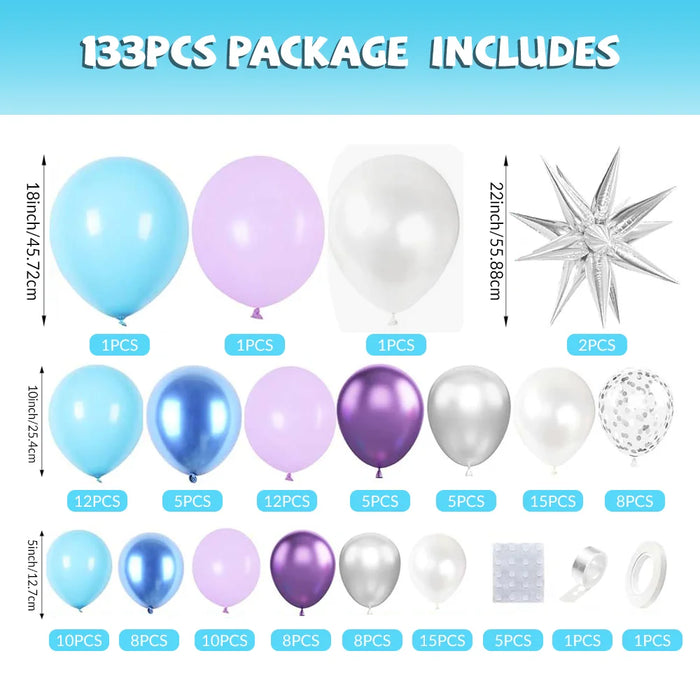 133Pcs Frozen-Themed Balloon Garland Set Suitable For Birthday Parties Winter Event Celebrations And Holiday Celebrations
