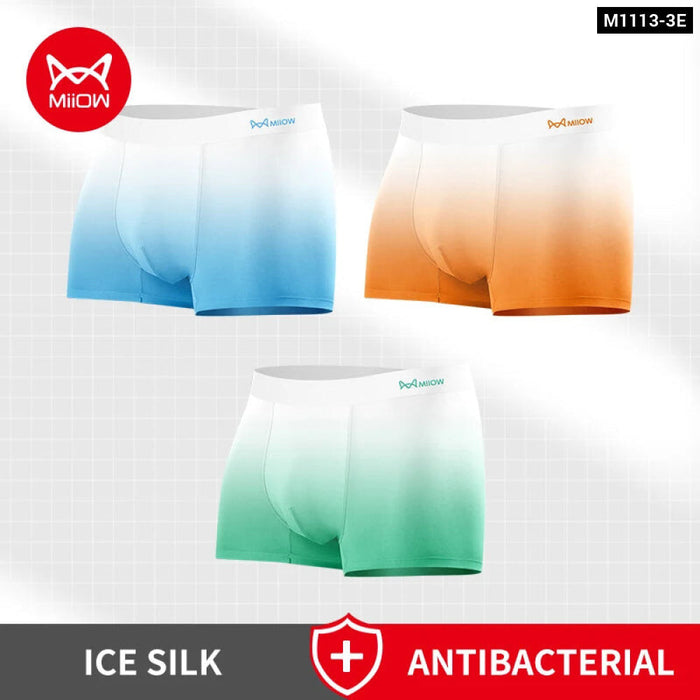 3 Piece Gradient Ice Silk Mens Boxer Shorts