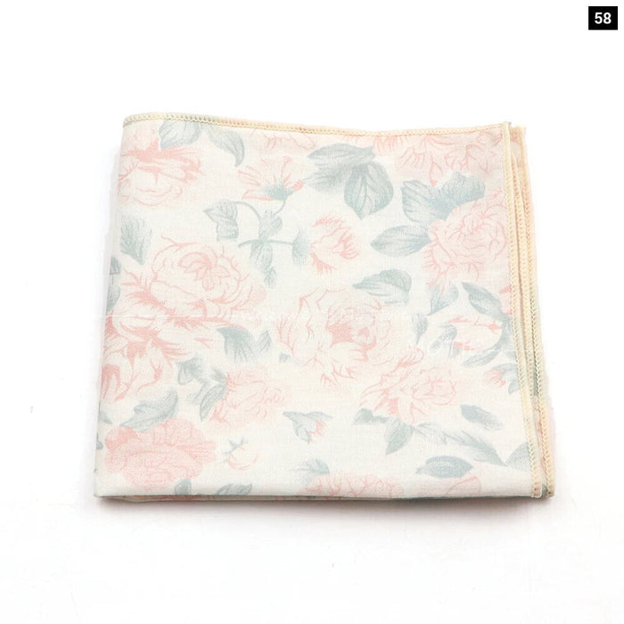 Floral Pocket Square For Men Classic White Cotton Handkerchief For Weddings And Daily Wear