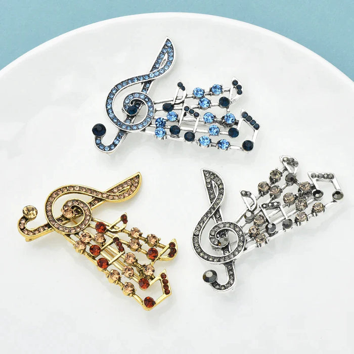 Music Note Brooches 3 Colour Classic Music Lover Pin