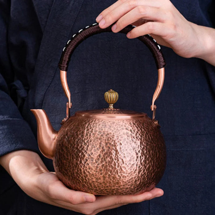 Handmade Red Copper Teapot For Tea Ceremony
