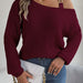 Off Shoulder Metal Buckle Sweater For Women