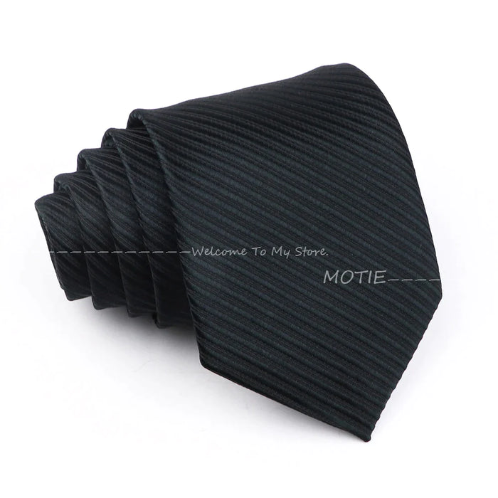 Striped Necktie For Weddings And Business Black Blue 100% Polyester