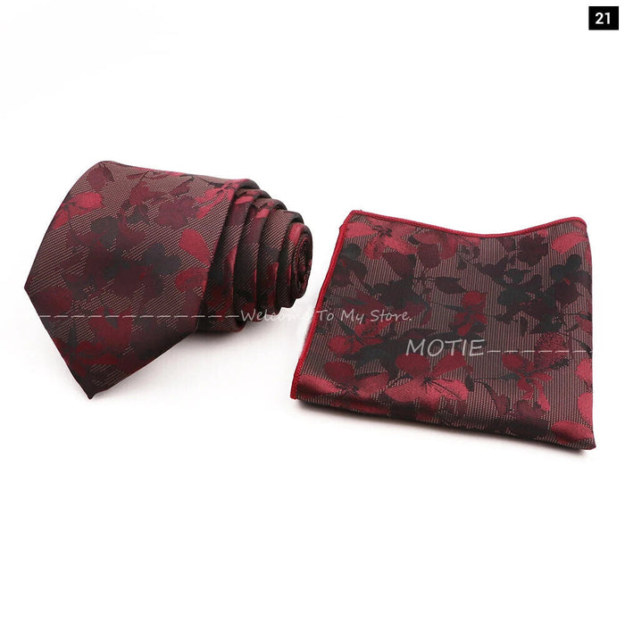 Floral Pocket Square Tie Set For Weddings Parties And Daily Wear