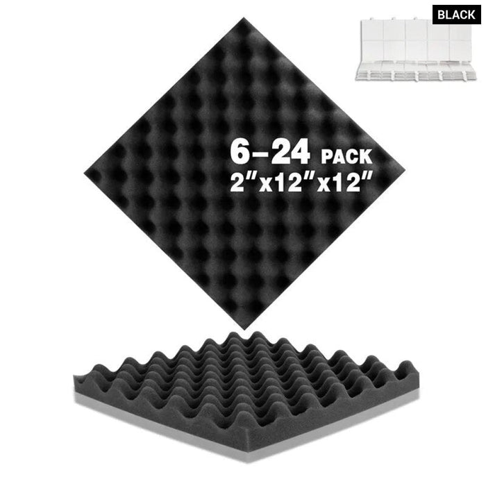 Sound Absorption Treatment Panel 6/12/24pcs Egg Crate Panel Acoustic Foam Sound Proof Wall Tiles For Home Office Recoding Studio