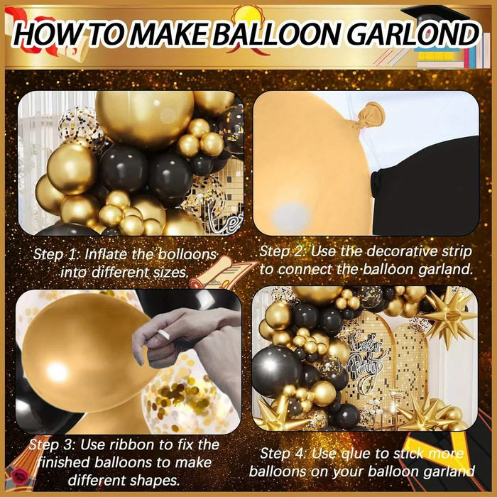 140Pcs Golden Balloon Wreath Arch Set Graduation Birthday Party Anniversary Business Celebration Spring / Summer Decoration