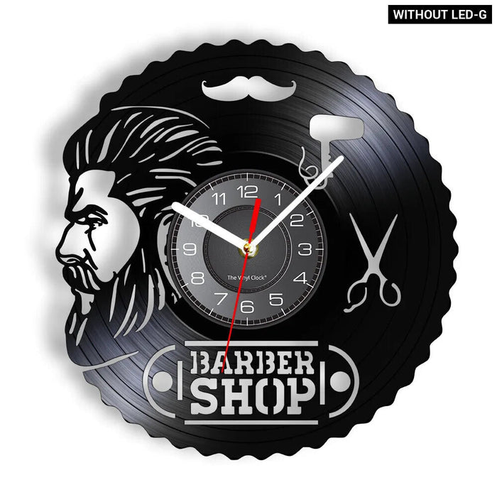 Barber Shop Vinyl Record Wall Clock