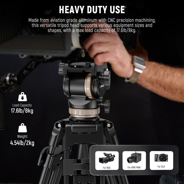 Professional Fluid Head Tripod With Dynamic Counterbalance And Damping Handle