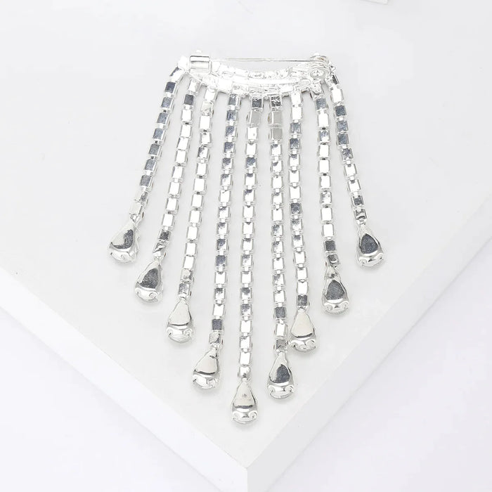 Rhinestone Tassel Lapel Pin Korean Fashion Fringe Brooch