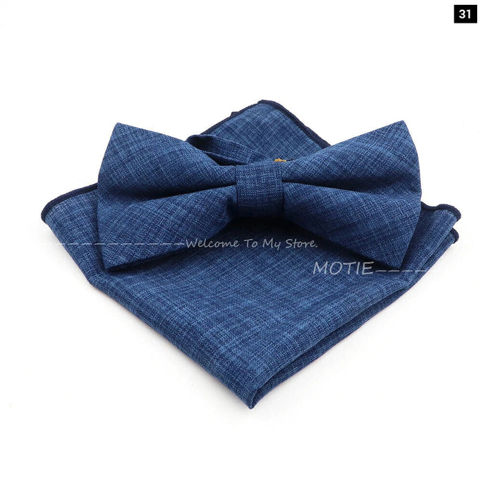 Classic Bowtie Set With Handkerchief Cufflink And Brooch