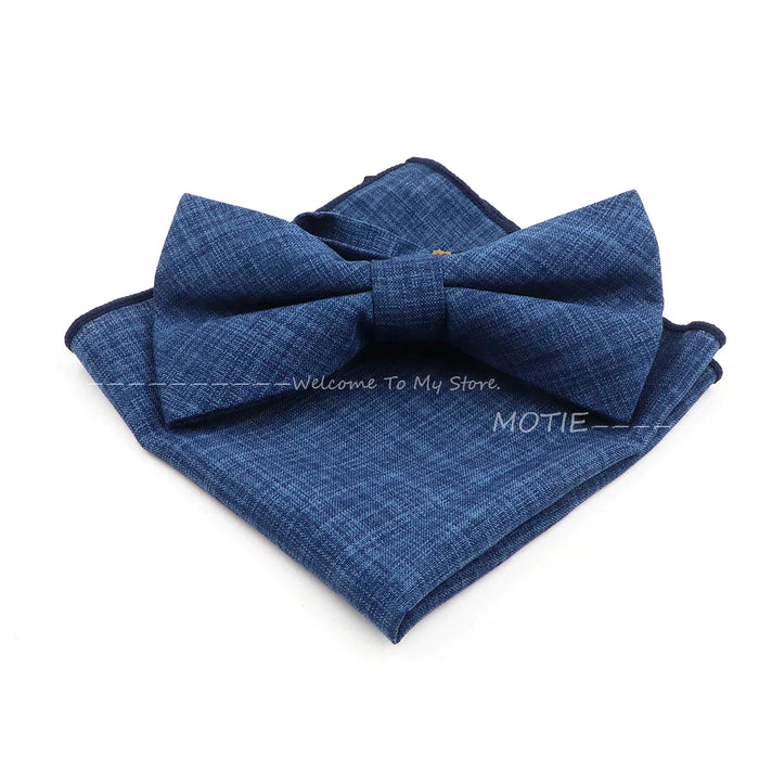 Classic Bowtie Set With Handkerchief Cufflink And Brooch