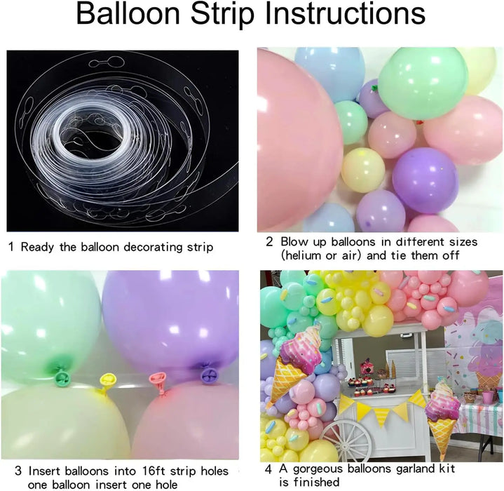 Pink Balloon Wreath Arch Set Macaron Rainbow Ice Cream Party Birthday Theme Decoration Pink Blue White