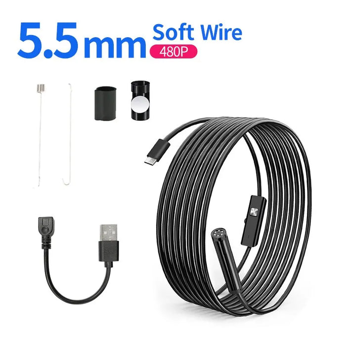 Android Endoscope 5.5Mm 7Mm Borescope Inspection Camera Waterproof 6 Led Compatible With Android Pc