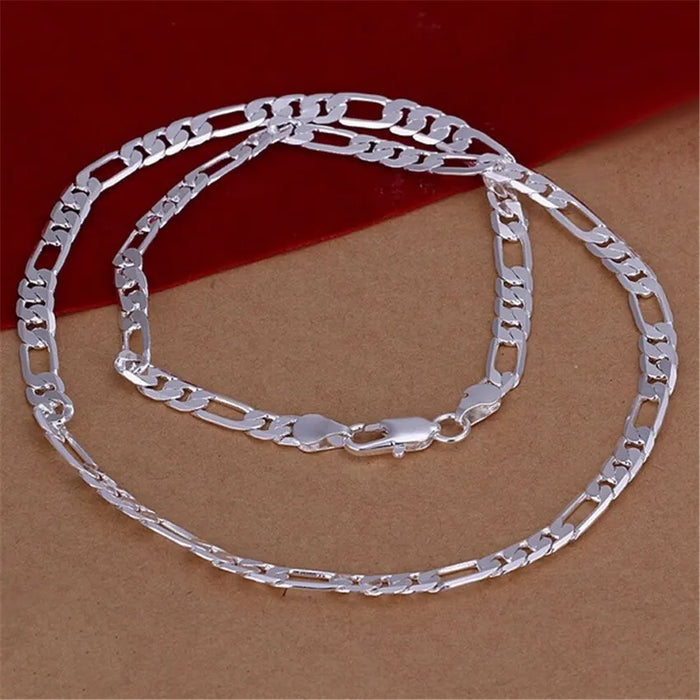 6Mm Flat Chain Silver Necklace High Quality Fashion Jewelry For Women Men Wedding Gift