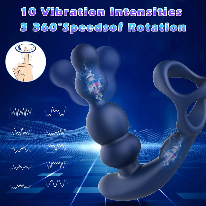 360 Rotating Prostate Vibrator With Dual Motors And Remote Control