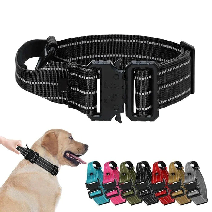 Heavy Duty Tactical Dog Collar Adjustable Military Control Handle