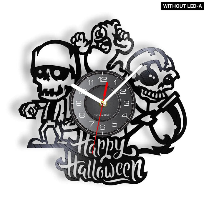 Spooky Halloween Vinyl Record Wall Clock