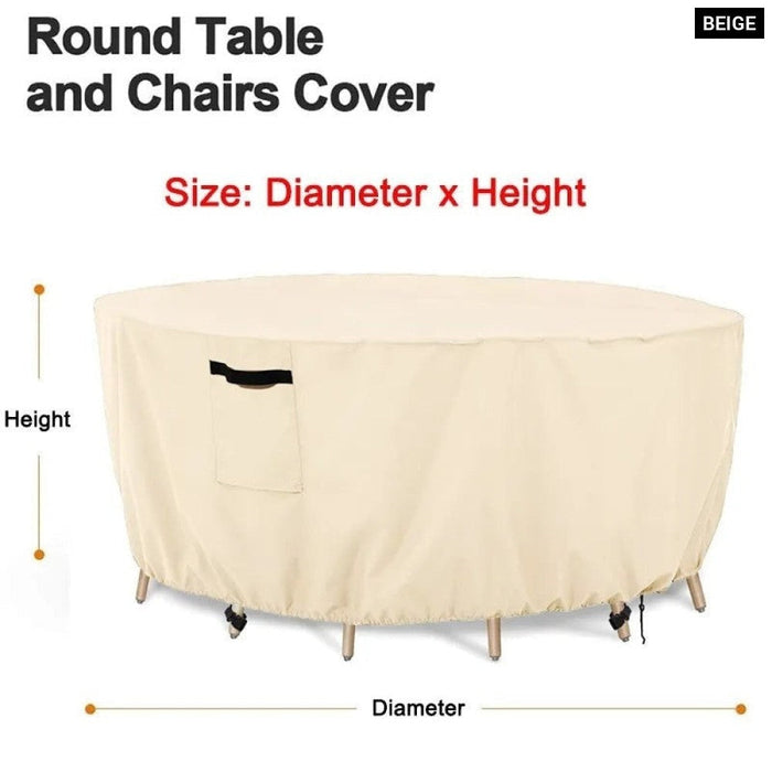 420D Outdoor Round Table Chair Set Cover Garden Furniture Waterproof Oxford Wicker Sofa Protection Patio Rain Snow Dust Covers