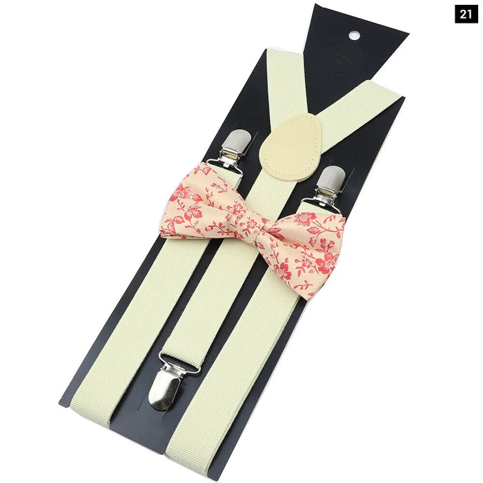 Colourful Suspenders And Bow Tie Set