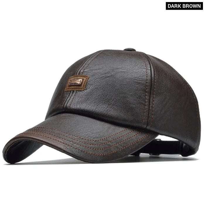 Adjustable Pu Leather Baseball Cap / Hat For Outdoor Wear