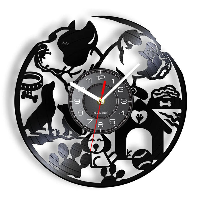 Dog Lovers Vinyl Record Wall Clock