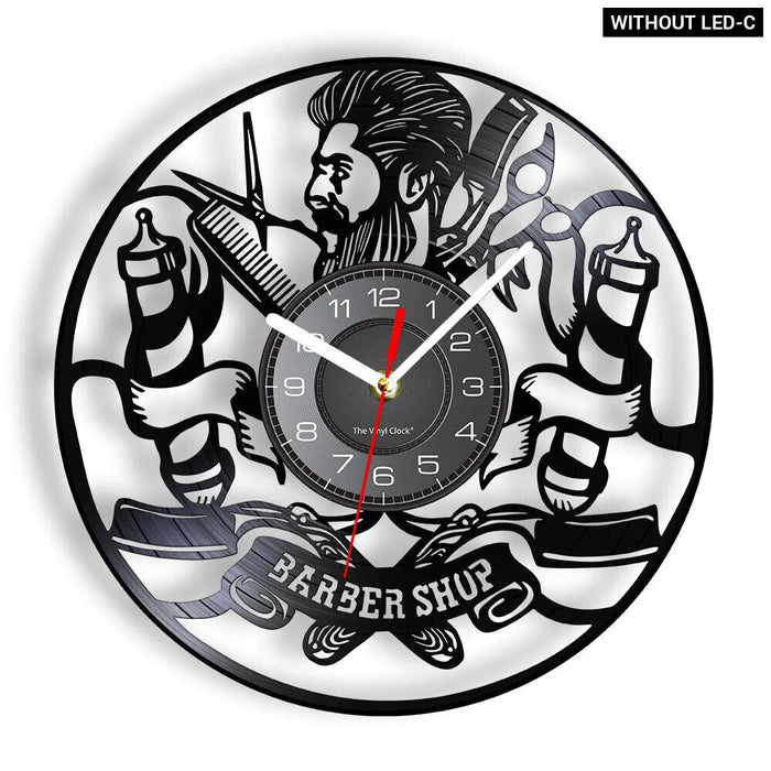 Barber Shop Vinyl Record Wall Clock