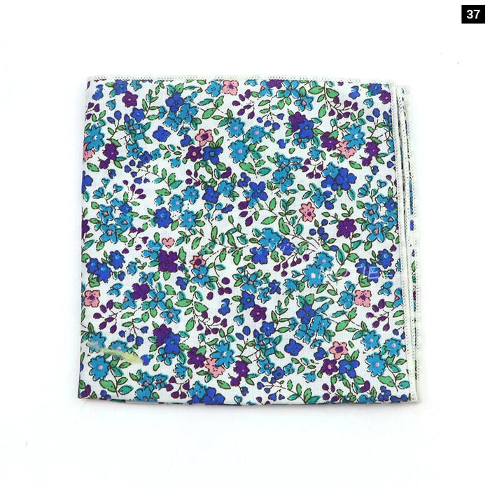 Floral Pocket Square For Men Classic White Cotton Handkerchief For Weddings And Daily Wear