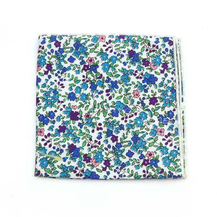 Floral Pocket Square For Men Classic White Cotton Handkerchief For Weddings And Daily Wear