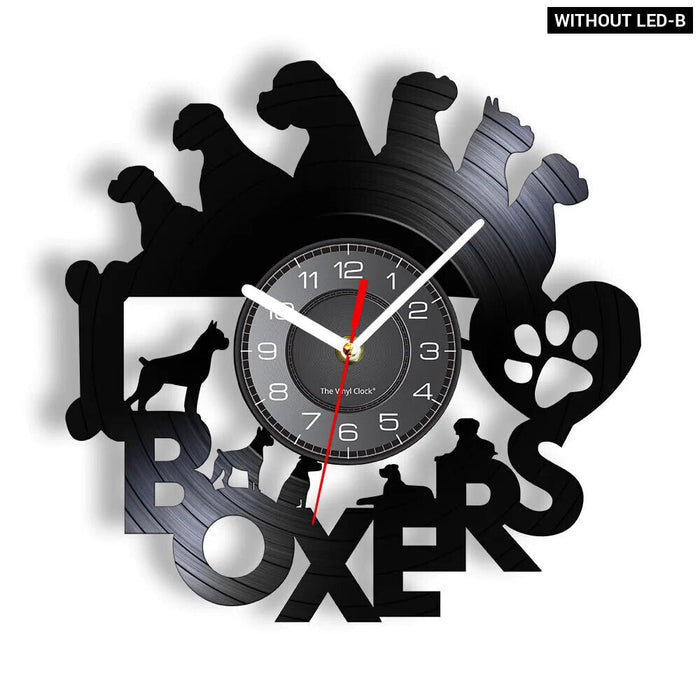 Vinyl Record Boxer Dog Wall Clock