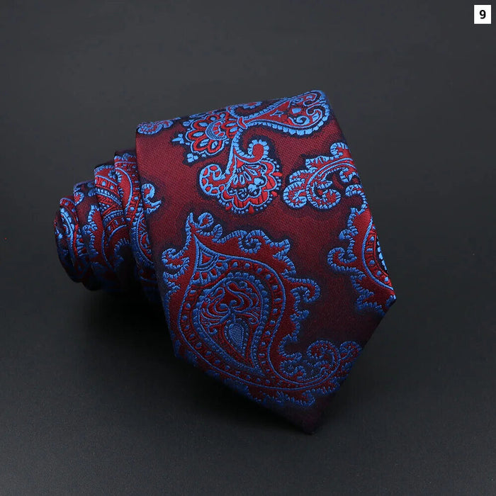 Mens Striped Tie 7Cm Luxury Jacquard Necktie For Business Wedding And Daily Wear