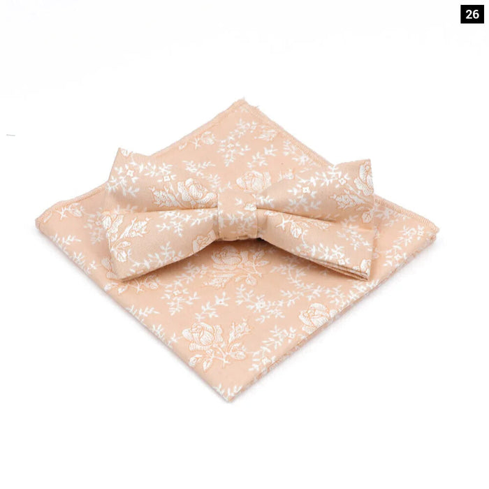 Floral Bow Tie And Handkerchief Set Mens Wedding Accessories