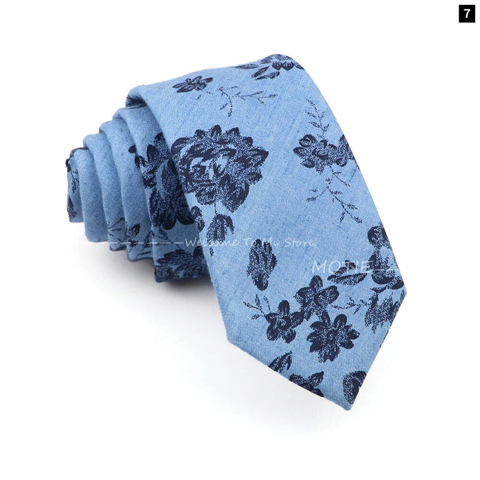 Floral Skull Anchor Denim Tie For Weddings Parties And Daily Wear