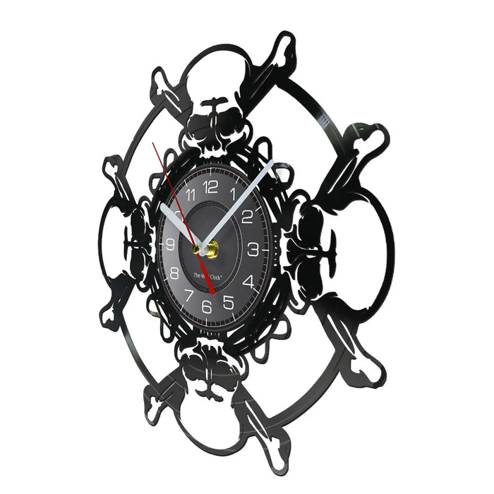 Skull Head Vinyl Record Wall Clock