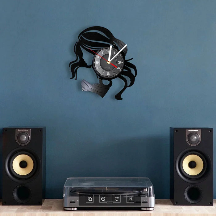 Vinyl Record Hair Salon Wall Clock