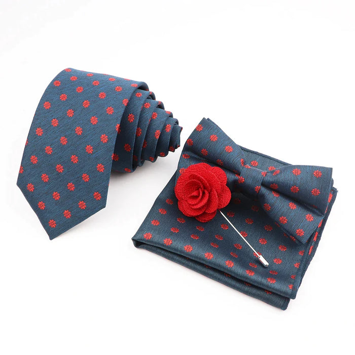 Flower Pattern Ties And Handkerchief Set For Weddings And Business