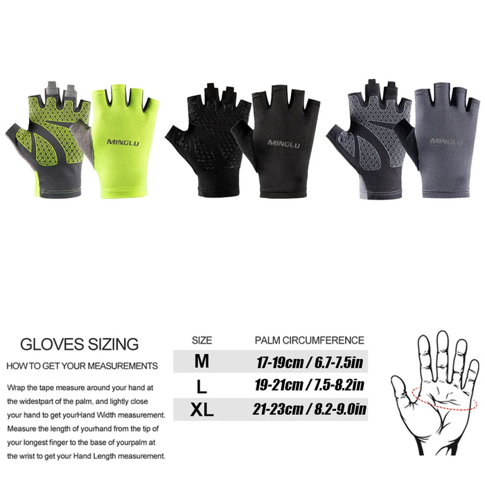 1 Pair Lightweight Anti-Slip Half Finger Bike Gloves For Men Women