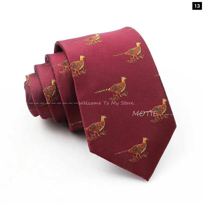 Premium Animal Neckties For Men Black Duck And Chicken Design