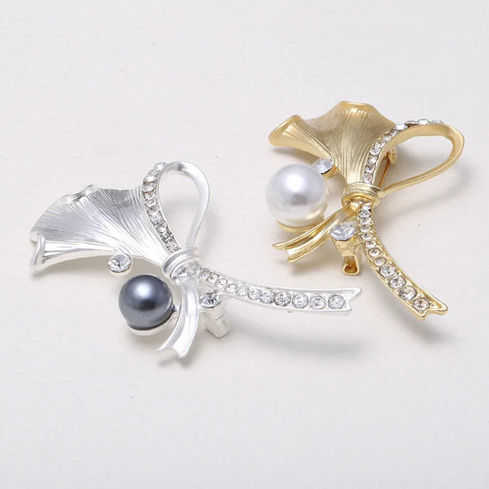 Luxury Jewelry Flower Lapel Pin With Pearl And Rhinestone