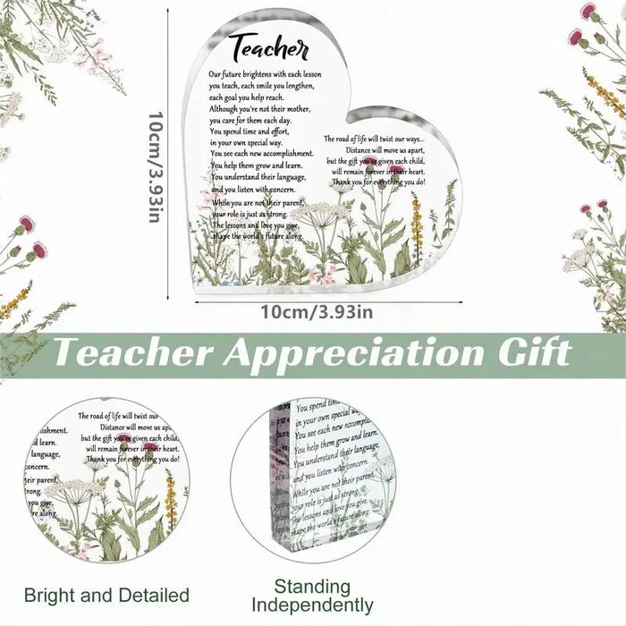 Teacher Appreciation Heart Acrylic Paperweight Thoughtful Gift