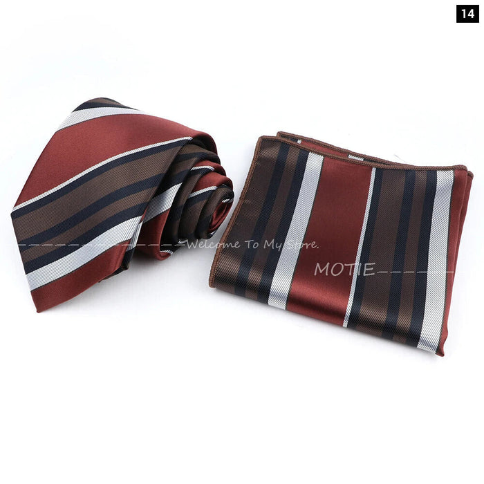 Brown Ties And Pocket Square Set For Weddings And Daily Wear