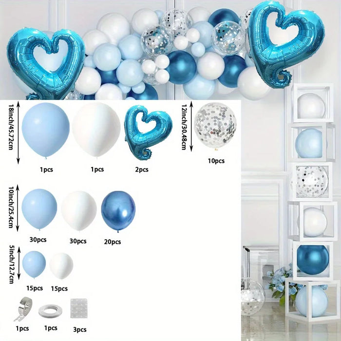 129Pcs Light Blue Hooked Star Birthday Balloon Set Suitable For Engagement Birthday Wedding Party Decoration Wreath Arch Set