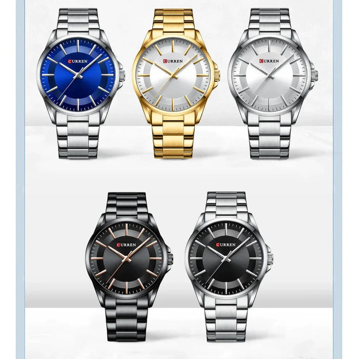 Fashion Mens Watches Stainless Steel Band Business Quartz Wristwatches For Man Luminous Hands Clock Male