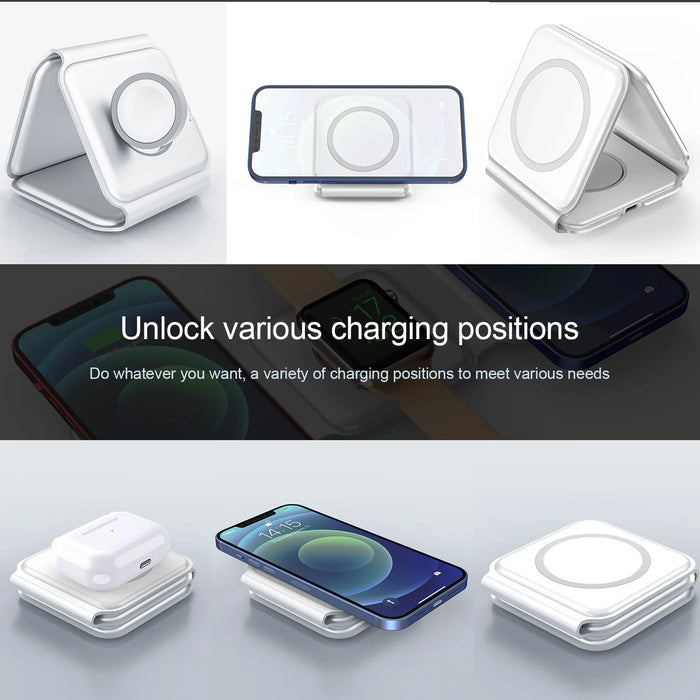 30W 3 In 1 Magnetic Fast Wireless Charging Dock Station For Iphone 14 13 12 Pro Max Airpods Iwatch 8