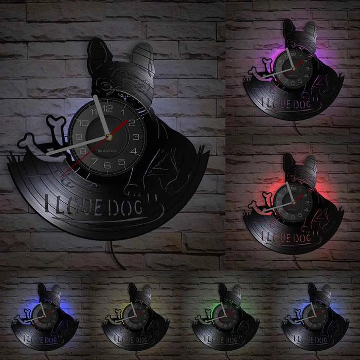 French Bulldog Vinyl Record Clock