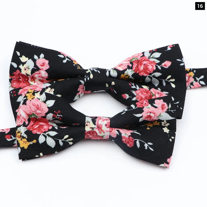 Colourful Floral Bow Ties Fashionable Cotton For Weddings And Parties