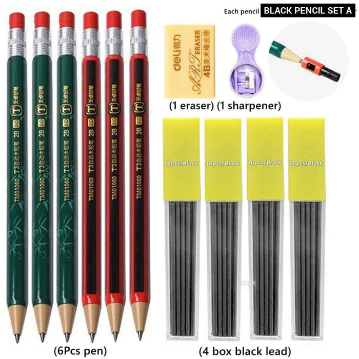 2.0Mm Mechanical Pencil Set With Sharpener And Colour Leads Stationery