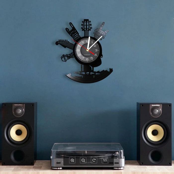 Musical Instruments Vinyl Record Clock