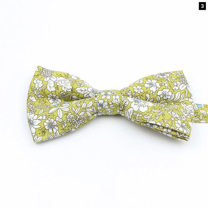 Colourful Floral Bow Ties Fashion Cotton Print For Mens Wedding And Business Suits